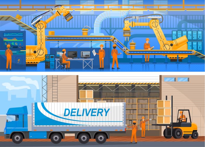 Modern factory production line